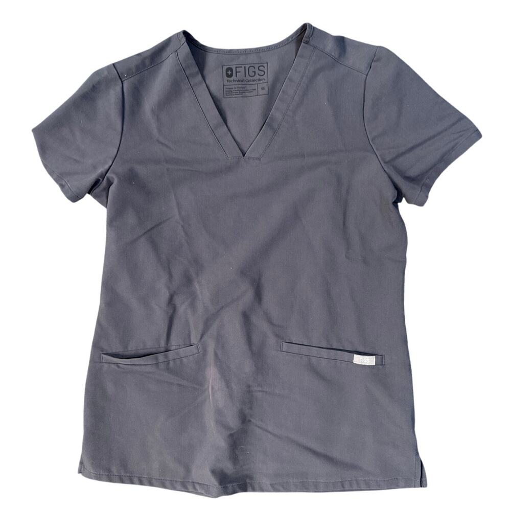 Figs Casma Three-Pocket Scrub Top in Charcoal Size XS XSmall